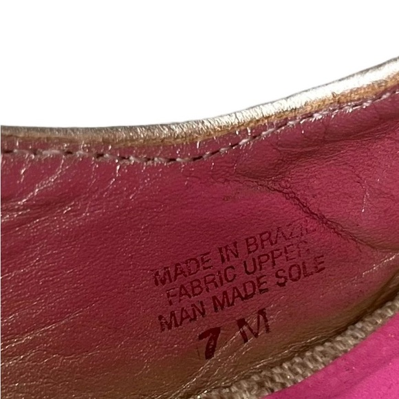 Lilly Pulitzer Picture Perfect Canvas Wedge Heel Sandals Gold Beige Size 7 M - Picture 5 of 9